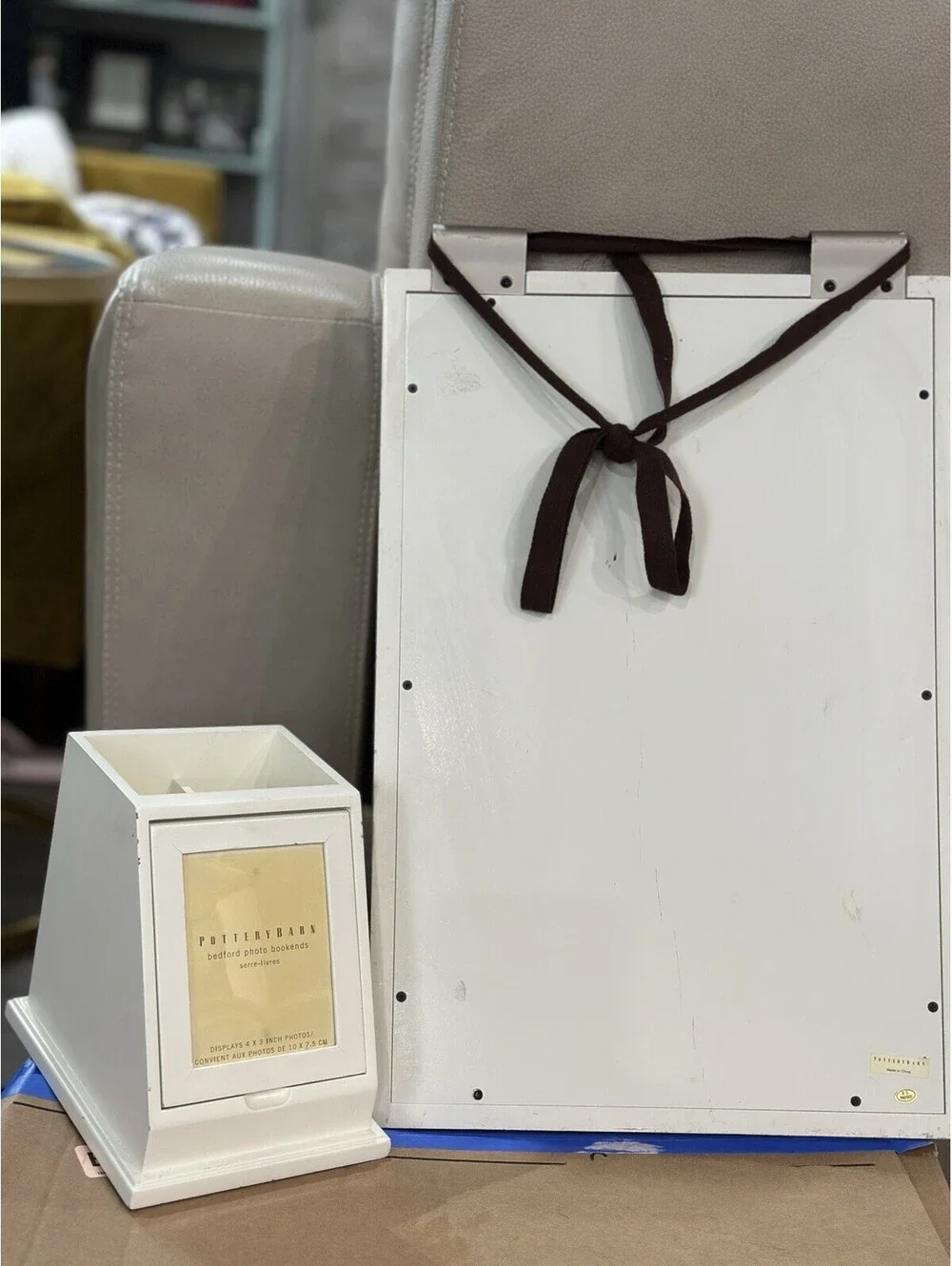 Pottery Barn Wood Letter Bin And Pop Photo Book End